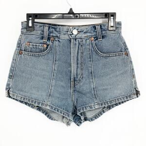 RE/DONE Women's Original Denim Short size 26 Light Blue Cotton Seamed Front NWT